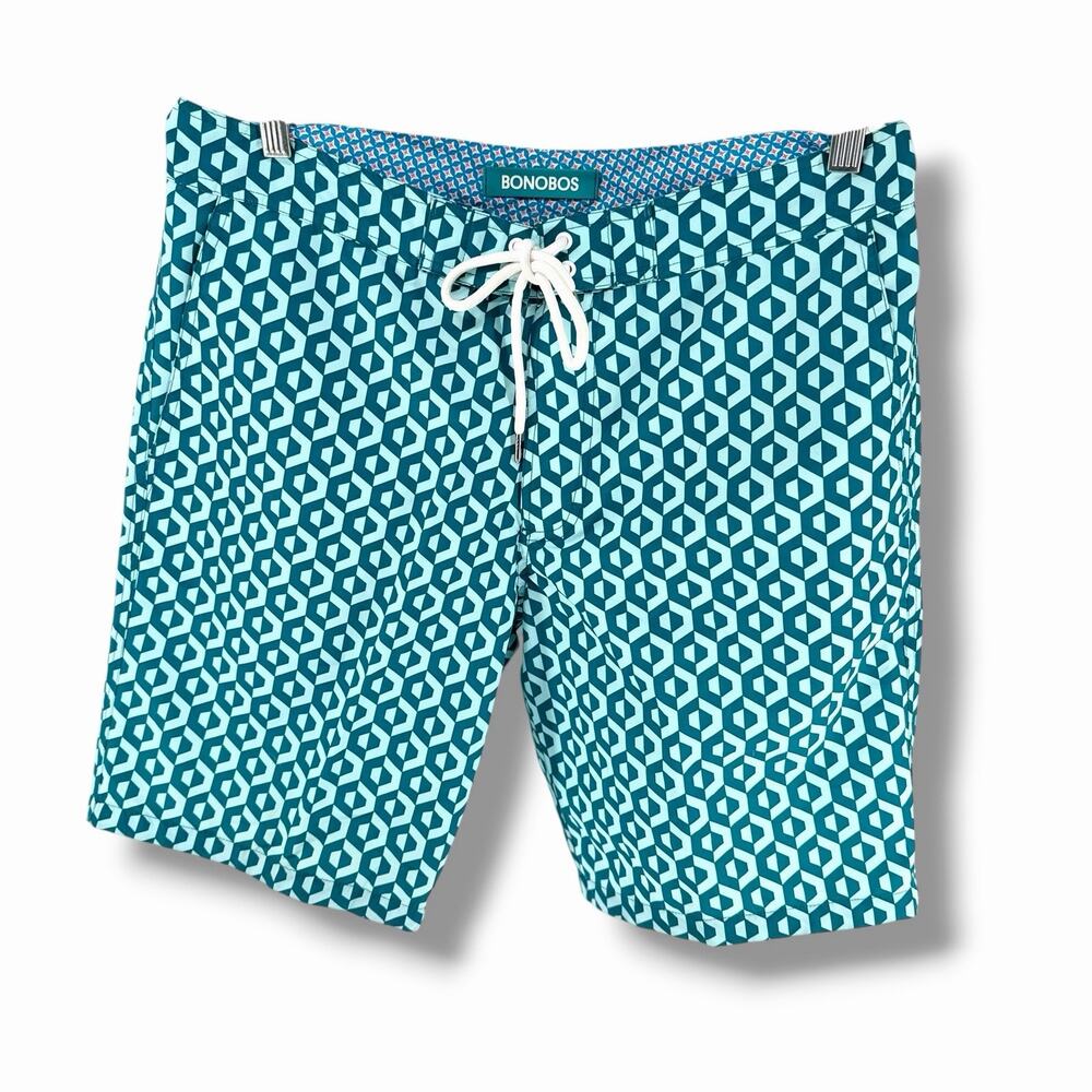 Bonobos Riviera Swim Shorts Large Mens 7” Inseam Lined Drawstring Blue NEW